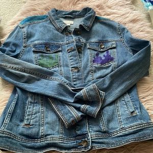 hand painted harry styles denim jacket fine line